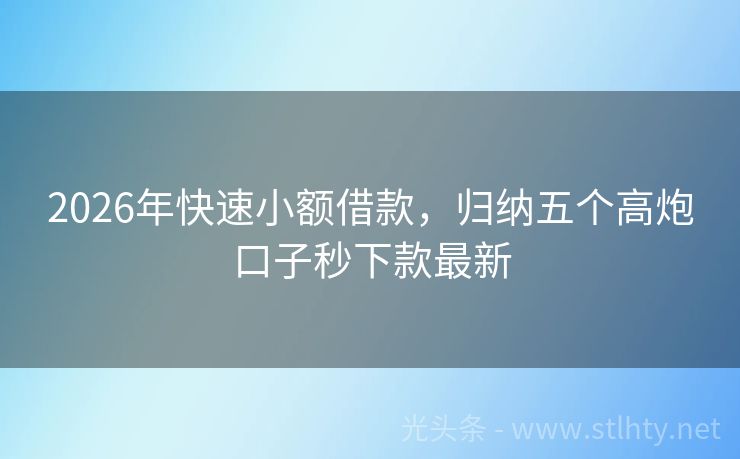 2026年快速小额借款，归纳五个高炮口子秒下款最新