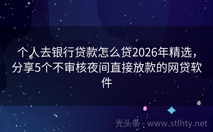 个人去银行贷款怎么贷2026年精选，分享5个不审核夜间直接放款的网贷软件