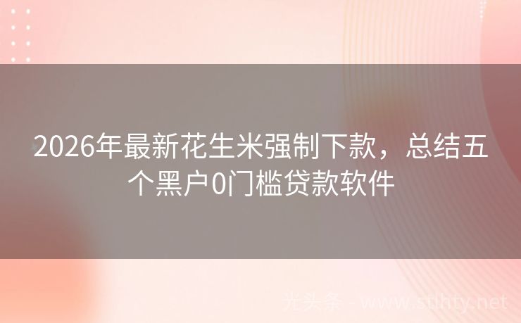 2026年最新花生米强制下款，总结五个黑户0门槛贷款软件