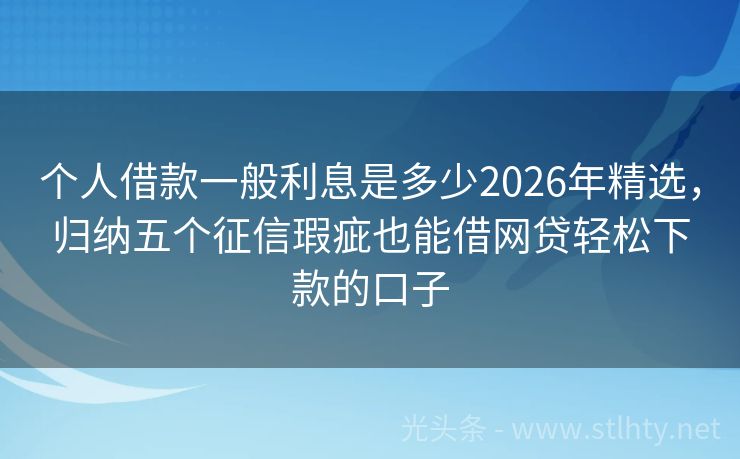 个人借款一般利息是多少2026年精选，归纳五个征信瑕疵也能借网贷轻松下款的口子