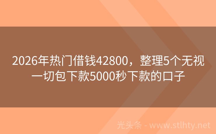 2026年热门借钱42800，整理5个无视一切包下款5000秒下款的口子