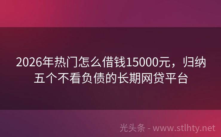 2026年热门怎么借钱15000元，归纳五个不看负债的长期网贷平台