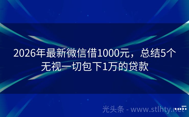 2026年最新微信借1000元，总结5个无视一切包下1万的贷款