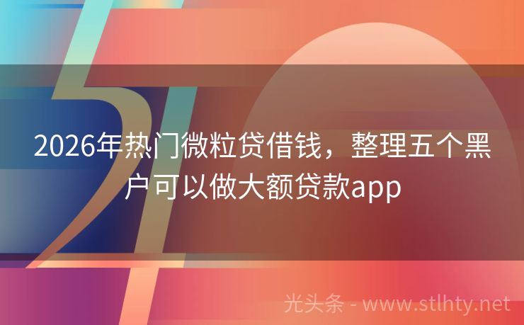 2026年热门微粒贷借钱，整理五个黑户可以做大额贷款app