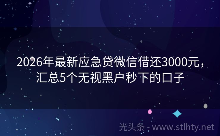 2026年最新应急贷微信借还3000元，汇总5个无视黑户秒下的口子