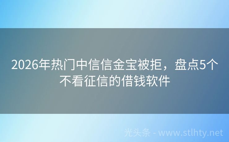 2026年热门中信信金宝被拒，盘点5个不看征信的借钱软件