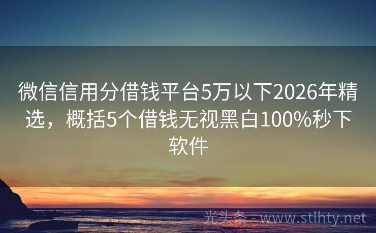微信信用分借钱平台5万以下2026年精选，概括5个借钱无视黑白100%秒下软件
