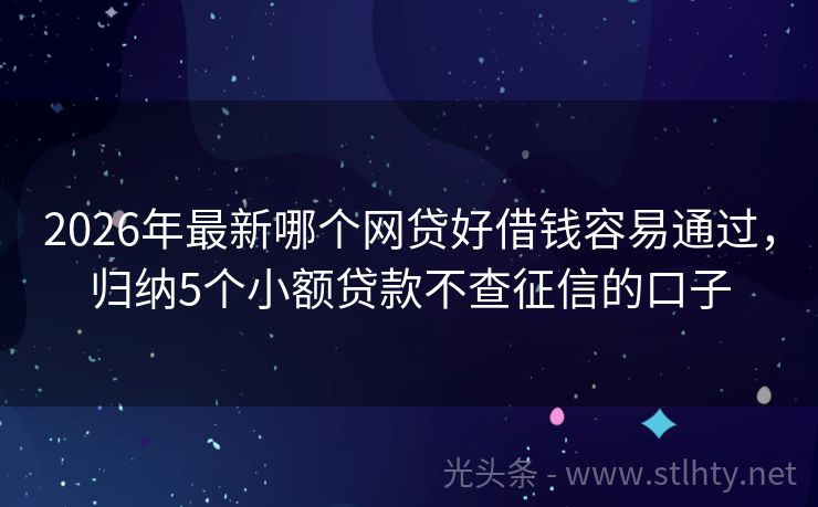 2026年最新哪个网贷好借钱容易通过，归纳5个小额贷款不查征信的口子