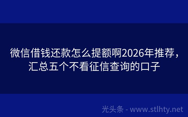 微信借钱还款怎么提额啊2026年推荐，汇总五个不看征信查询的口子