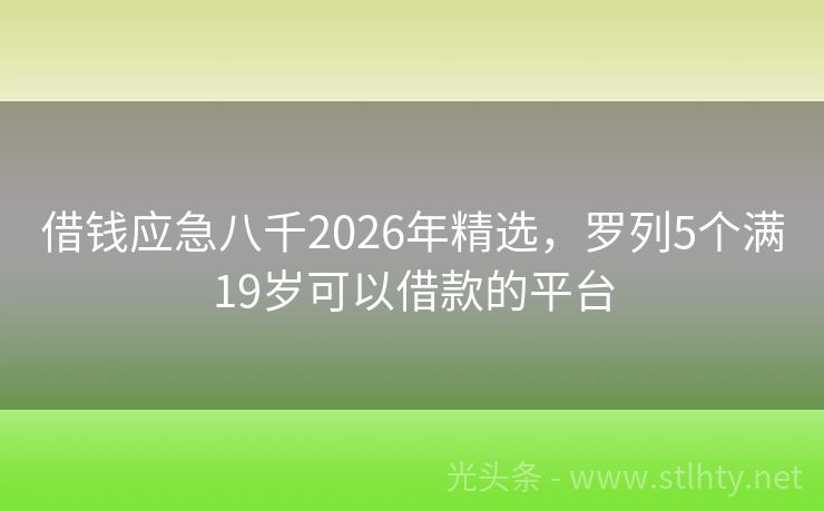 借钱应急八千2026年精选，罗列5个满19岁可以借款的平台