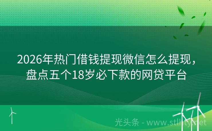 2026年热门借钱提现微信怎么提现，盘点五个18岁必下款的网贷平台