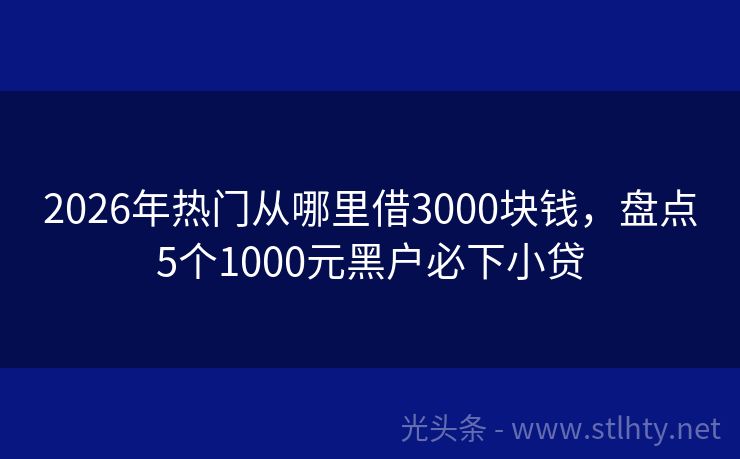 2026年热门从哪里借3000块钱，盘点5个1000元黑户必下小贷
