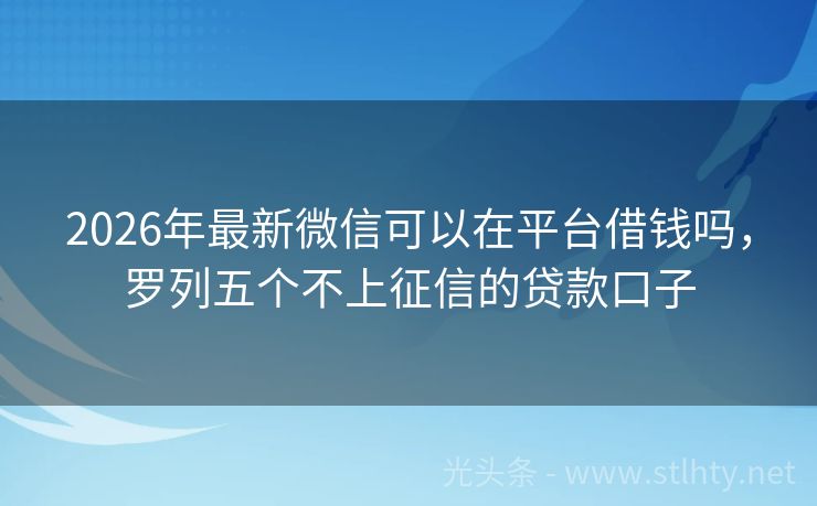 2026年最新微信可以在平台借钱吗，罗列五个不上征信的贷款口子