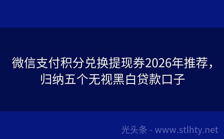 微信支付积分兑换提现券2026年推荐，归纳五个无视黑白贷款口子