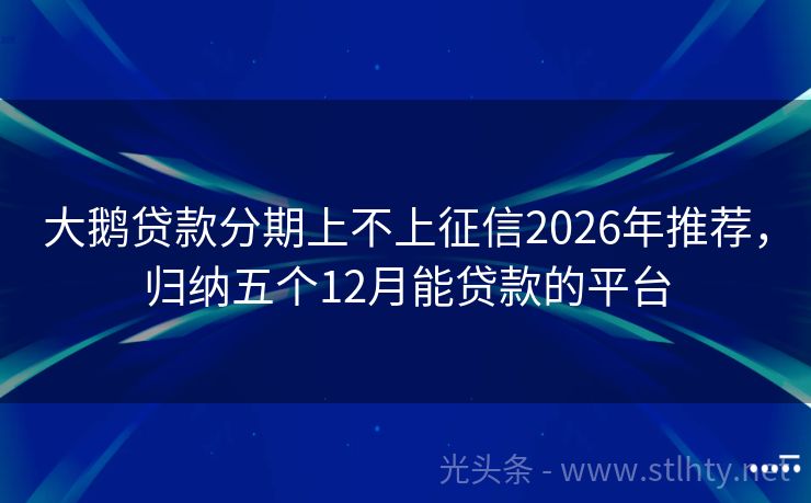大鹅贷款分期上不上征信2026年推荐，归纳五个12月能贷款的平台