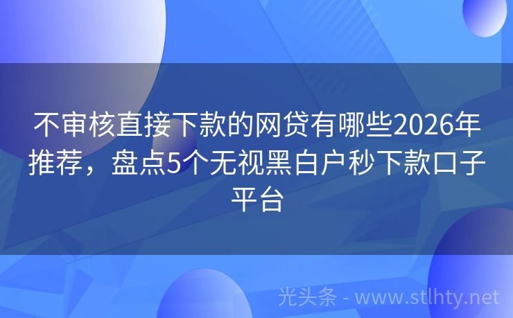 不审核直接下款的网贷有哪些2026年推荐，盘点5个无视黑白户秒下款口子平台