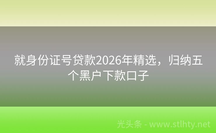 就身份证号贷款2026年精选，归纳五个黑户下款口子