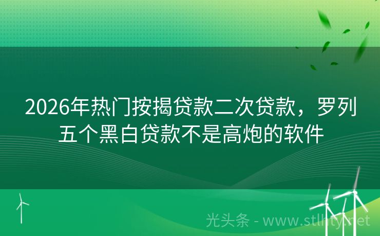 2026年热门按揭贷款二次贷款，罗列五个黑白贷款不是高炮的软件