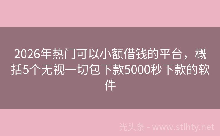 2026年热门可以小额借钱的平台，概括5个无视一切包下款5000秒下款的软件