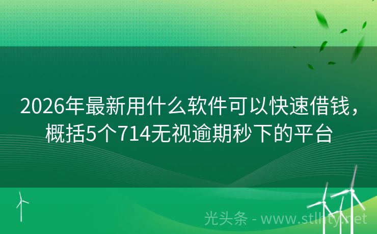 2026年最新用什么软件可以快速借钱，概括5个714无视逾期秒下的平台
