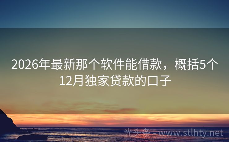 2026年最新那个软件能借款，概括5个12月独家贷款的口子