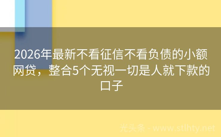 2026年最新不看征信不看负债的小额网贷，整合5个无视一切是人就下款的口子