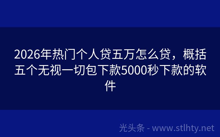 2026年热门个人贷五万怎么贷，概括五个无视一切包下款5000秒下款的软件