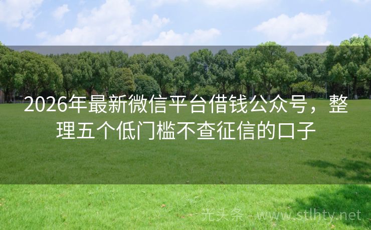2026年最新微信平台借钱公众号，整理五个低门槛不查征信的口子
