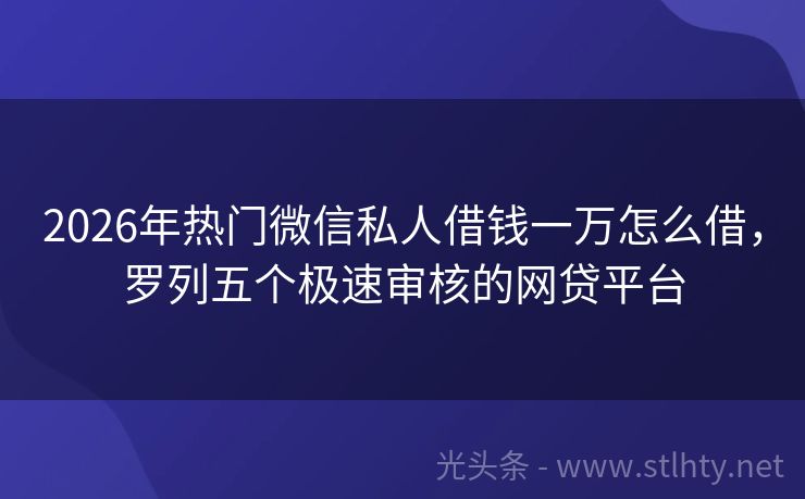 2026年热门微信私人借钱一万怎么借，罗列五个极速审核的网贷平台