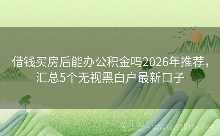 借钱买房后能办公积金吗2026年推荐，汇总5个无视黑白户最新口子