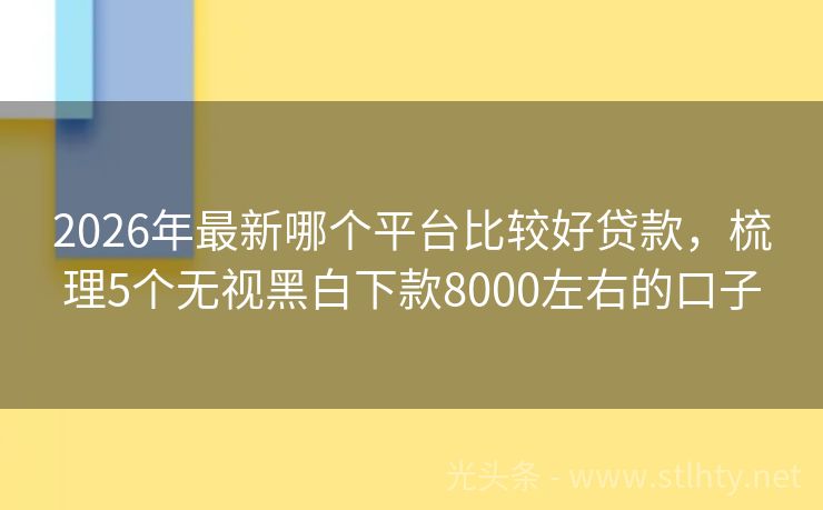 2026年最新哪个平台比较好贷款，梳理5个无视黑白下款8000左右的口子
