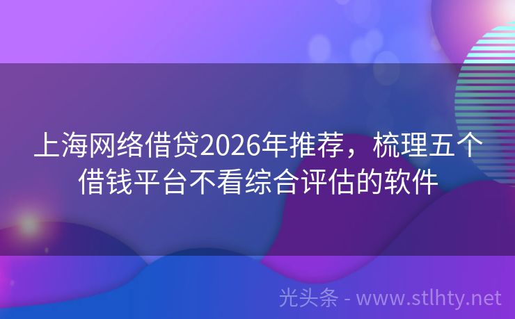 上海网络借贷2026年推荐，梳理五个借钱平台不看综合评估的软件