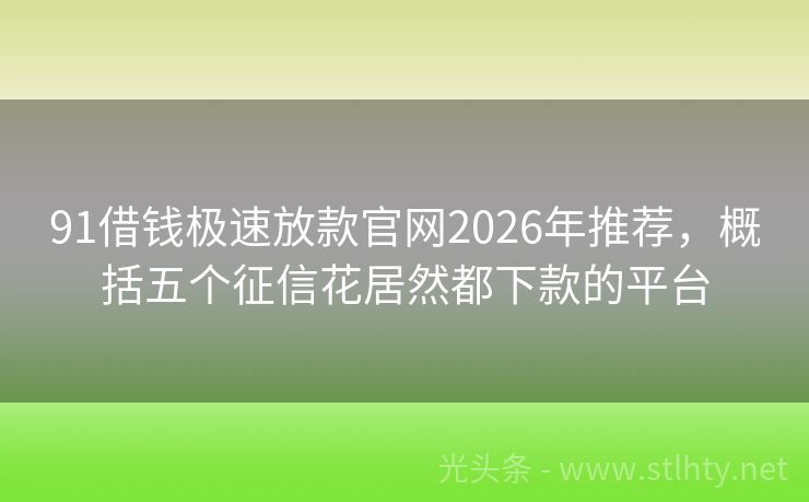 91借钱极速放款官网2026年推荐，概括五个征信花居然都下款的平台