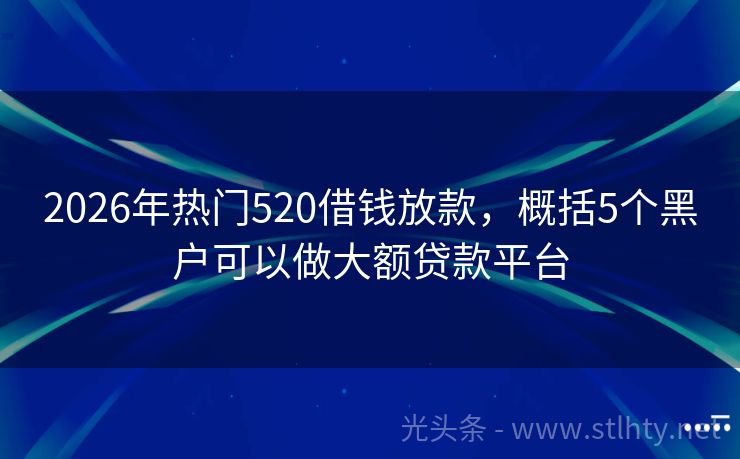 2026年热门520借钱放款，概括5个黑户可以做大额贷款平台