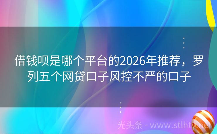 借钱呗是哪个平台的2026年推荐，罗列五个网贷口子风控不严的口子