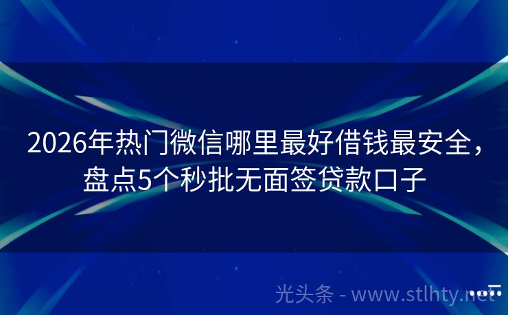 2026年热门微信哪里最好借钱最安全，盘点5个秒批无面签贷款口子