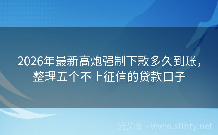2026年最新高炮强制下款多久到账，整理五个不上征信的贷款口子