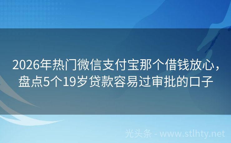 2026年热门微信支付宝那个借钱放心，盘点5个19岁贷款容易过审批的口子