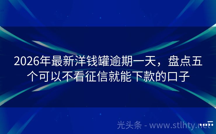 2026年最新洋钱罐逾期一天，盘点五个可以不看征信就能下款的口子