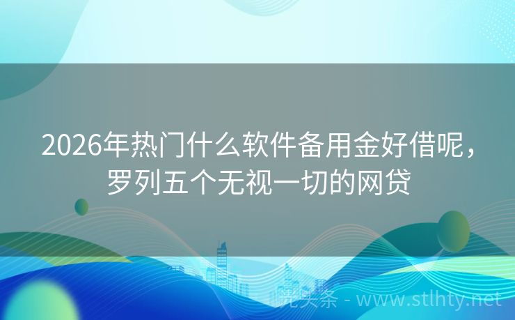 2026年热门什么软件备用金好借呢，罗列五个无视一切的网贷