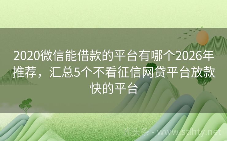 2020微信能借款的平台有哪个2026年推荐，汇总5个不看征信网贷平台放款快的平台