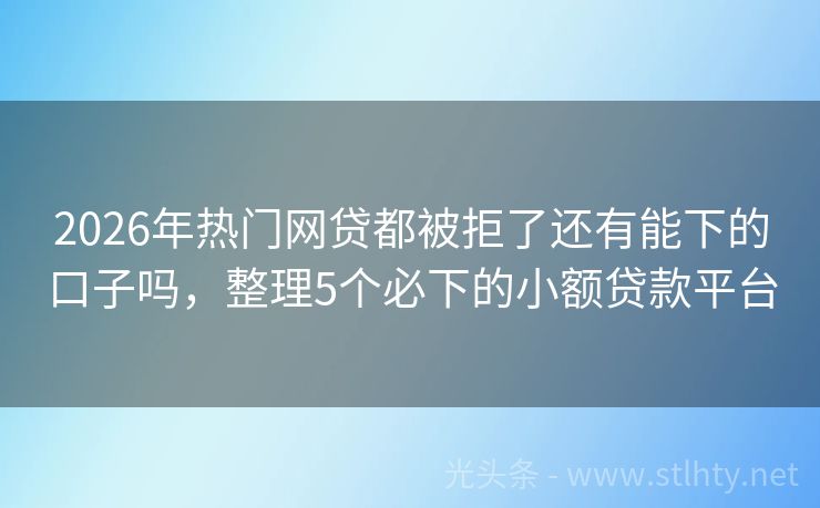 2026年热门网贷都被拒了还有能下的口子吗，整理5个必下的小额贷款平台