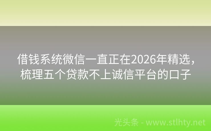 借钱系统微信一直正在2026年精选，梳理五个贷款不上诚信平台的口子