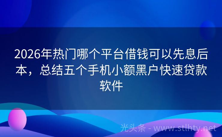 2026年热门哪个平台借钱可以先息后本，总结五个手机小额黑户快速贷款软件