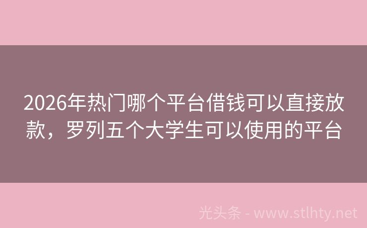 2026年热门哪个平台借钱可以直接放款，罗列五个大学生可以使用的平台