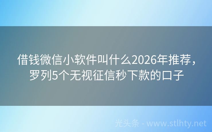 借钱微信小软件叫什么2026年推荐，罗列5个无视征信秒下款的口子