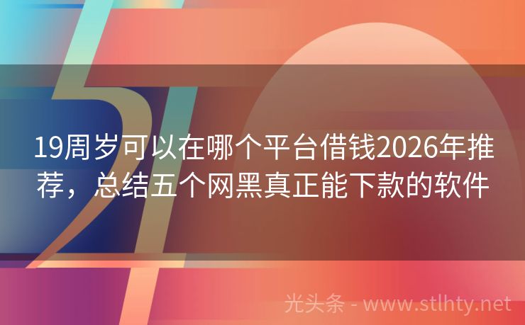 19周岁可以在哪个平台借钱2026年推荐，总结五个网黑真正能下款的软件
