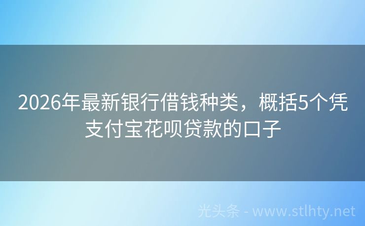 2026年最新银行借钱种类，概括5个凭支付宝花呗贷款的口子