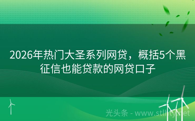 2026年热门大圣系列网贷，概括5个黑征信也能贷款的网贷口子