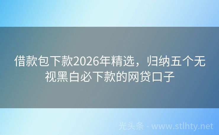 借款包下款2026年精选，归纳五个无视黑白必下款的网贷口子